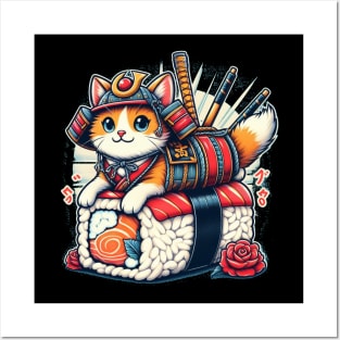 Cute Sushi Samurai Cat | Women’s Japanese Cat Lover Posters and Art